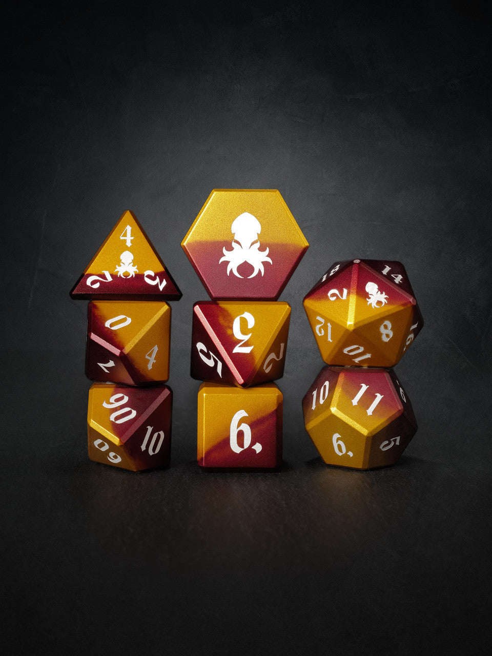 Vulcan: Rust Knight 8pc Orange and Red Precision Aluminum Dice Set